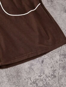 Coolqubz Teen Boys Street Casual Fashion Comfortable Short Sleeve T-Shirt And Shorts Set - Brown - View 6