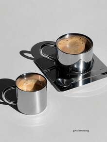 1pc Home Restaurant Nordic Style Design Metal Coffee Cup And Saucer Simple Coffee Set Blogger Tableware - Multicolor - View 3