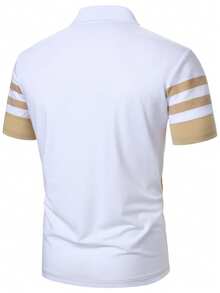 Manfinity Homme 男士條紋短袖休閒通勤 Polo 衫 - 彩色 - 查看 2