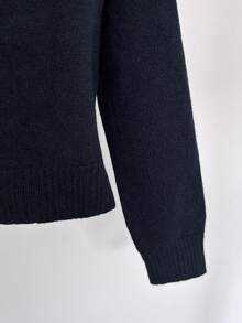 GlowEve Cardigan Wanita Model Baru Musim Gugur/Dingin, Kerah Syal Berkerut, Dekorasi Bunga Emas 3D, Kancing, Kancing Logam Pendek, Lengan Raglan, Lengan Panjang, Pinggang Bergaris, Cardigan Rajut Model Single-Breasted - Navy Blue - View 6