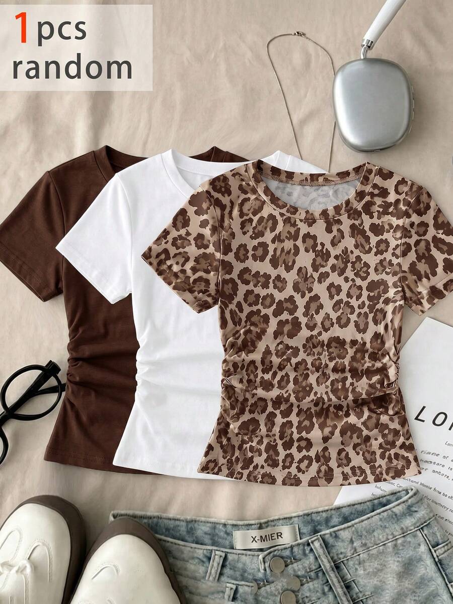 Bộ 3 áo thun nhún eo cho bé gái tuổi teen, phong cách tối giản - Nhiều màu - Xem 1