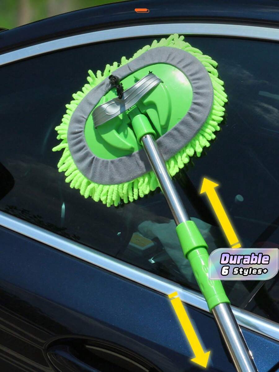 3-Section Telescopic Car Wash Mop, New Style Dual Wet & Dry Flat Cleaning Mop - A - View 1