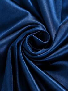 Elenzga Plus Size Women's Summer Satin Sleeveless Dress, Deep Teal V-Neck Cinched Waist With Metal Belt, Fitted Elastic Glossy Satin With Metal Buckle, Mermaid Midi Dress, Elegant Fashionable Party Evening Gown - Royal Blue - View 6