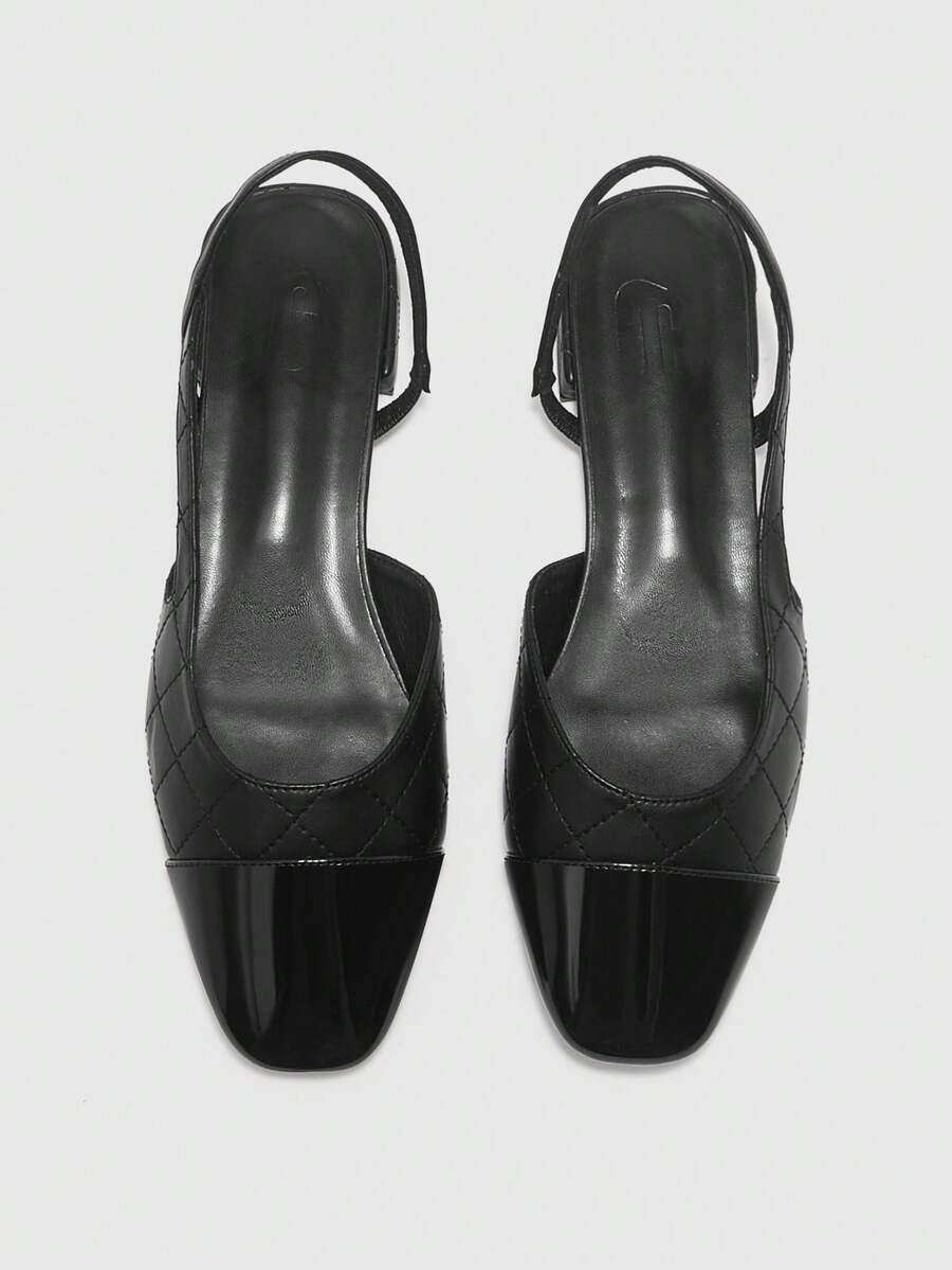 CUCCOO BIZCHIC Sepatu Wanita Ujung Persegi Kecil Hak Tebal Hitam Nyaman dan Sederhana untuk Perjalanan Sehari-hari. Serbaguna - Hitam 1 # - View 1