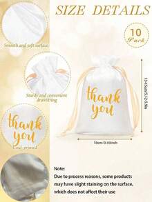1/5/10/20Pcs White Satin Gift Bags, 4"X5.5" Drawstring Jewelry Pouches For Wedding, Bridal, Party, Birthday, Holiday Decor - White - View 7