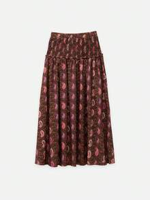 Nöista Conjunto de dos piezas con estampado paisley, mangas con volantes y falda maxi para looks de vacaciones de verano - Marrón - View 14