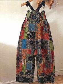 GlowEve CURVE Plus Size Women's Casual Bohemian Print Overall Jumpsuit, Suitable For Spring/Summer Vacation And Daily Wear - Multicolor - View 2