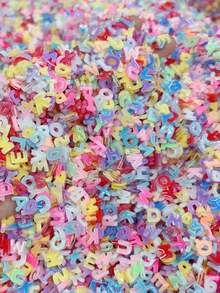 100/200/500 pezzi Charms per unghie in resina mista con lettere dell'alfabeto – Decorazioni con lettere A-Z, decorazioni 3D glitterate per arte di unghie fai-da-te per unghie finte, stile casuale - Multicolore - Visualizzare 4