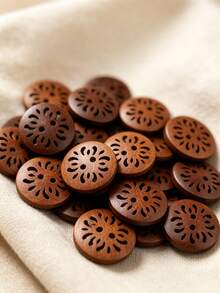 Chrysanthemum Shaped Wooden Coat Buttons, Premium Wood Buttons For Coat, DIY Clothing Sewing Accessories, Perfect For Overcoat, Jacket And Garment Making - multicolor - View 2