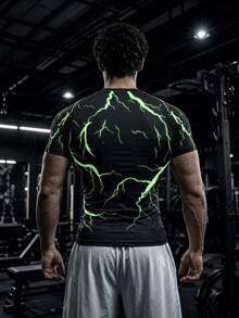 RISE LYT Men's Letter Print Casual Daily Short Sleeve Sports T-Shirt, Gym - Multicolor - View 2
