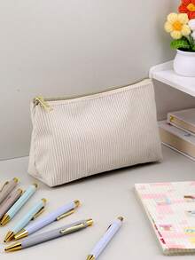 1-Piece Solid Color Plaid Multi-Functional Pencil Case, Large-Capacity Pencil Case With Diamond Pattern, Stationery Bag, Student Pencil Case (Plush Student Pencil Case), Back-To-School Season, Back-To-School Supplies, Pencil Pouch, Schoolbag - one size fits all - View 4