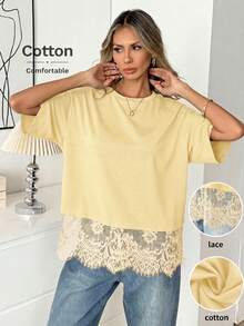 Comfylo Plus Size T-Shirts - Light Yellow - View 8