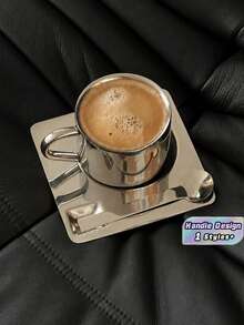 1pc Home Restaurant Nordic Style Design Metal Coffee Cup And Saucer Simple Coffee Set Blogger Tableware - Multicolor - View 1
