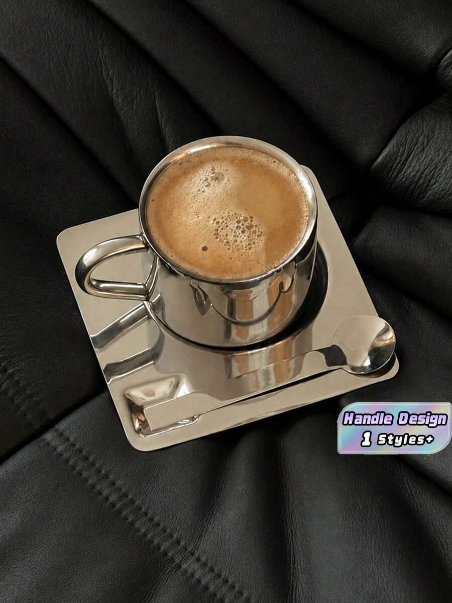 1pc Home Restaurant Nordic Style Design Metal Coffee Cup And Saucer Simple Coffee Set Blogger Tableware - Multicolor - View 1
