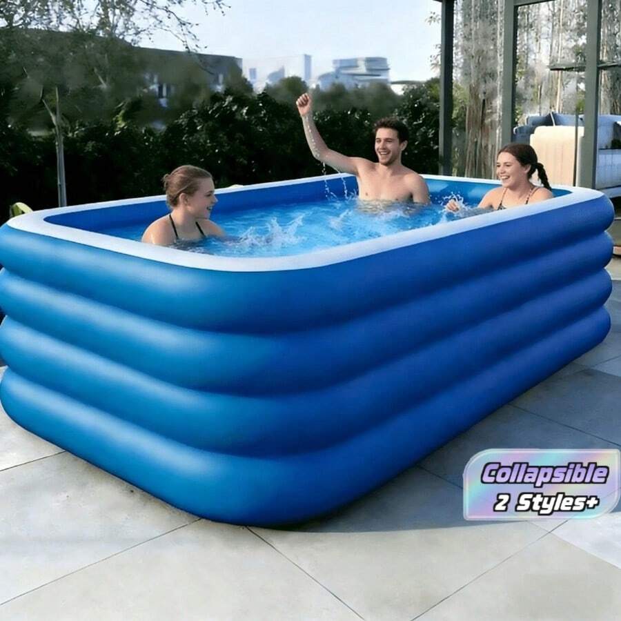 1pc Luxury Foldable Portable Multi-Layer Inflatable Swimming Pool, Suitable For Adults And Families - Durable Thickened PVC Material, Great For Water Entertainment In Garden, Backyard Or Rooftop - multicolor - View 1