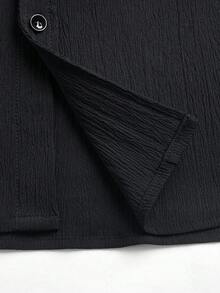 Manfinity Homme Men's Plus Size Textured Long Sleeve Shirt - Black - View 5