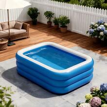 1pc Luxury Foldable Portable Multi-Layer Inflatable Swimming Pool, Suitable For Adults And Families - Durable Thickened PVC Material, Great For Water Entertainment In Garden, Backyard Or Rooftop - multicolor - View 9