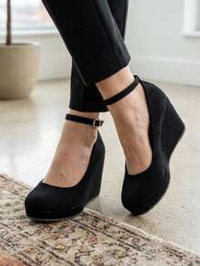 Sandalias de plataforma plana para dama - Negro - Ver 3