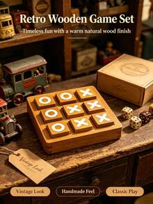 1 Piece Wooden Tic Tac Toe Board Game, Classic XO Blocks Strategy Game, Parent-Child Interactive Desktop Game, Fun Leisure Table Game Perfect For Family Gathering And Party Entertainment - multicolor - View 4
