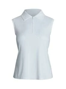 CourtClass CourtClass 女款運動瑜珈戶外健身 Polo 衫，半拉鍊領口與開衩下擺 - 淺藍色 - 查看 6