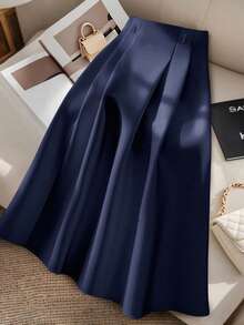 GlowEve CURVE Rok A-Line Ukuran Plus yang Melangsingkan, Warna Biru Tua - Navy Blue - View 4