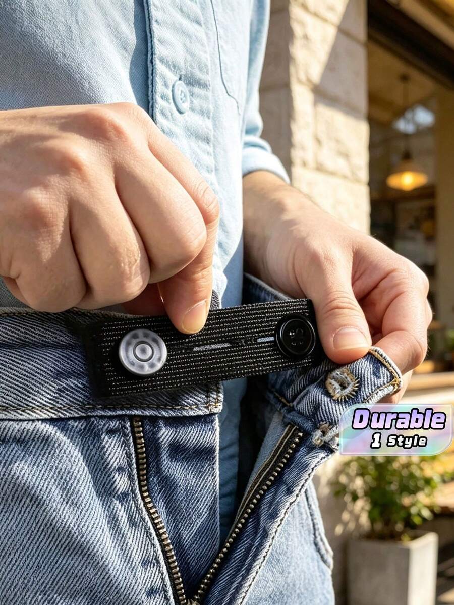 2Pcs Adjustable Waist Extender Buttons – No-Sew Pants Waistband Tightener, Elastic Belt Extender For Jeans Skirts, Unisex Casual Accessory - multicolor - View 1