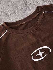 Coolqubz Teen Boys Street Casual Fashion Comfortable Short Sleeve T-Shirt And Shorts Set - Brown - View 7