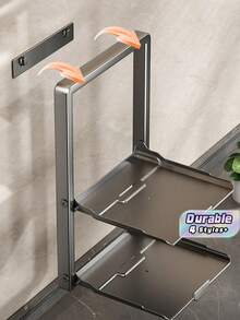 Multi-Functional Foldable Kitchen Prep Rack, Wall Mount & Countertop Layered Vegetable Storage Tray, Household Food Prep Side Dish Organizer Shelf - Multicolor - View 1