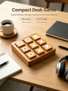 1 Piece Wooden Tic Tac Toe Board Game, Classic XO Blocks Strategy Game, Parent-Child Interactive Desktop Game, Fun Leisure Table Game Perfect For Family Gathering And Party Entertainment - multicolor - View 2