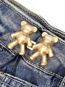 6/4/2Pcs Bear Pattern Sewing Buttons For Jeans, No-Sew Detachable Bear Waist Buckle Pants Waist Adjuster, Decorative Buttons For Skirts, Pants Waist Adjustable Buttons - Multicolor - View 2