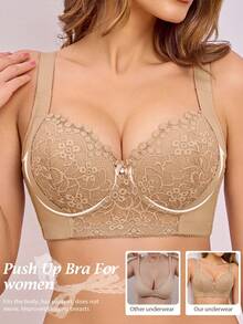 SHEIN 3件組女款性感蕾絲拼接鋼圈內衣，防滑寬肩帶 - 彩色 - 查看 6