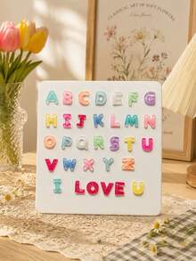 100/200/500 pezzi Charms per unghie in resina mista con lettere dell'alfabeto – Decorazioni con lettere A-Z, decorazioni 3D glitterate per arte di unghie fai-da-te per unghie finte, stile casuale - Multicolore - Visualizzare 5