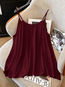 GlowEve CURVE Plus Size Women's Loose Fit Ombre Color Casual Camisole Top, Summer Graphic Tees Women Tops - Burgundy - View 2