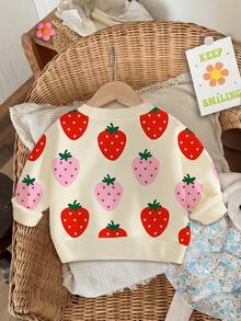 Baby Girl Casual Minimalist Loose Round Neck Sweatshirt Suitable For Autumn/Winter - Multicolor - View 3