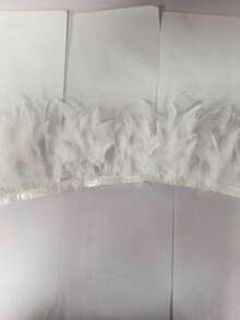 Ruy băng vải viền lông vũ 1m dùng làm đồ khiêu vũ thủ công DIY Phụ kiện quần áo búp bê Mặt dây chuyền xe hơi Làm quần áo biểu diễn - trắng - Xem 7