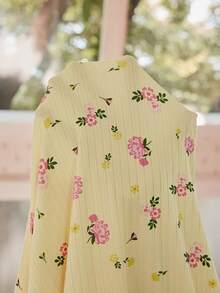 CottageSlumber Jacquard Knit Ditsy Floral Plus Size Short Sleeve Nightgown - Yellow - View 7