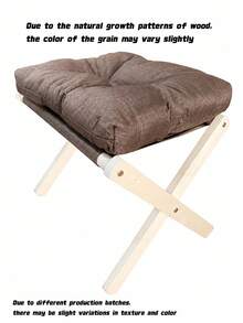 1pc Foldable Beech Wood Low Stool With Storage For Home Living Room, Sofa Footrest With Soft Breathable Cushion. - Multicolor - View 13