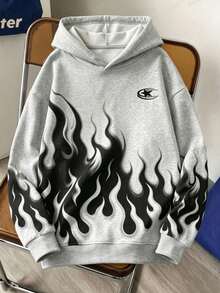 Tween Boy Flame Print Sweatshirt - Black - View 4