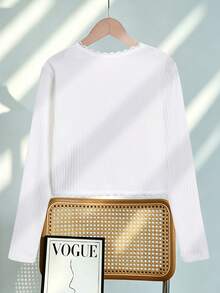 SHEIN Cárdigan de unicolor versátil y de moda sencilla para niña preadolescente - Blanco - Ver 5