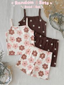 SHEIN 女童春夏細肩帶上衣與短褲內衣套裝 2件組 素色/多色 - 彩色 - 查看 2