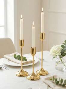 12pcs/6pcs/3pcs/Set Iron Cone Candle Holders, Decorative Candle Holders - Suitable For Weddings, Banquets, Parties, Fireplace Decor, Pillar Candle Holders, Also Suitable For Weddings, Home Decor, Holiday Party Decorations - gold - View 10