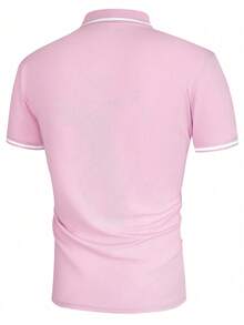 Manfinity Homme Camisa polo de hombre de unicolor, formal - Rosa - Ver 2