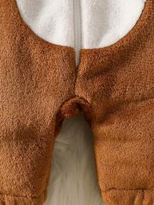 SHEIN Playful Pals Winter Warm Hooded One-Piece Baby Costume - Coffee Brown - View 10