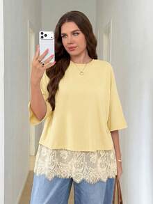 Comfylo Plus Size T-Shirts - Light Yellow - View 1