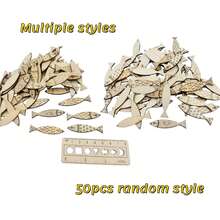 50 Pieces Assorted Wooden Fish Shaped Ornaments, Unique Carved Design Wood Hanging Pendants, Fun Fish Shape DIY Craft Decorations, Perfect For Holiday, Party, Celebration And Hanging Decor - multicolor - View 5