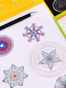 1 pieza Juego de Espirografo Versátil - Dibuja talla grande de 300+ patrones geométricos, Juego de Espirografo tipo rompecabezas para cultivar el pensamiento matemático y geométrico, Juego de Espirografo para manualidades en el aula/alivio del estrés en el hogar, Patrones mágicos clásicos, Regalo de cumpleaños, Regalo de recompensa - Multicolor - Ver 6