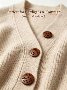Chrysanthemum Shaped Wooden Coat Buttons, Premium Wood Buttons For Coat, DIY Clothing Sewing Accessories, Perfect For Overcoat, Jacket And Garment Making - multicolor - View 5