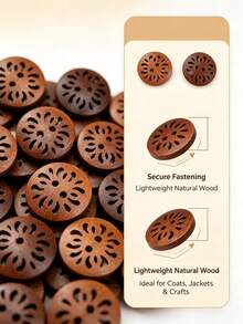 Chrysanthemum Shaped Wooden Coat Buttons, Premium Wood Buttons For Coat, DIY Clothing Sewing Accessories, Perfect For Overcoat, Jacket And Garment Making - multicolor - View 7