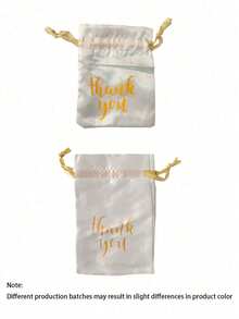 1/5/10/20Pcs White Satin Gift Bags, 4"X5.5" Drawstring Jewelry Pouches For Wedding, Bridal, Party, Birthday, Holiday Decor - White - View 8