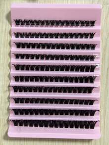 1pc 10 Rows D Curl Wispy Soft Lightweight Fluffy Crisscross Natural Lash Clusters Individual Lashes DIY Eyelash Extension Reusable Easy Apply Daily Party Makeup Gift - D - View 7